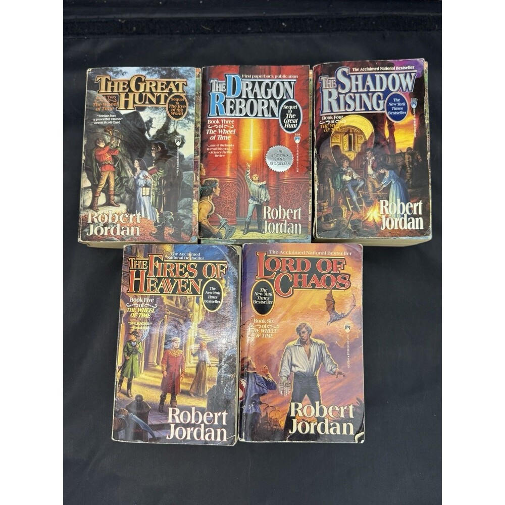 Robert Jordan Wheel Of Time Paperback Book Lot Of 5 Books #2-6 Acceptable